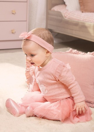 Body cu maneca lunga + fustita tul si ciorapi + bentita - Roz - Mayoral  6-9 luni [5]