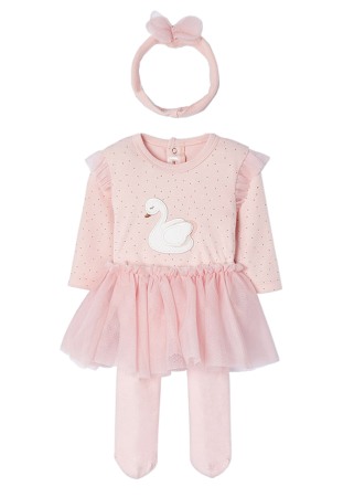 Haine  Incaltaminte Accesorii - Body cu maneca lunga + fustita tul si ciorapi + bentita - Roz - Mayoral  6-9 luni