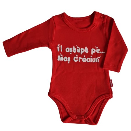 Body-uri - Body cu maneca lunga - Il astept pe Mos Craciun 9-12 luni