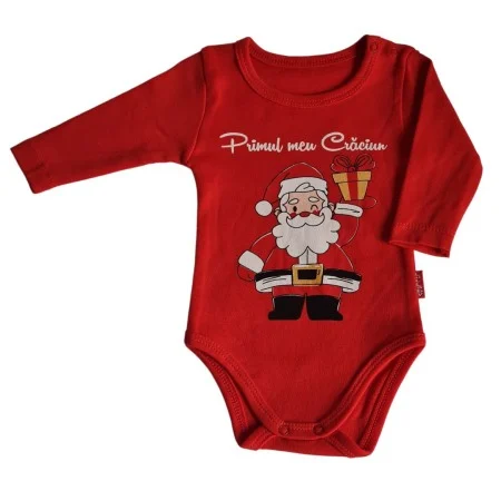 Body-uri - Body cu maneca lunga - Primul meu Craciun - Mos Craciun 12-18 luni