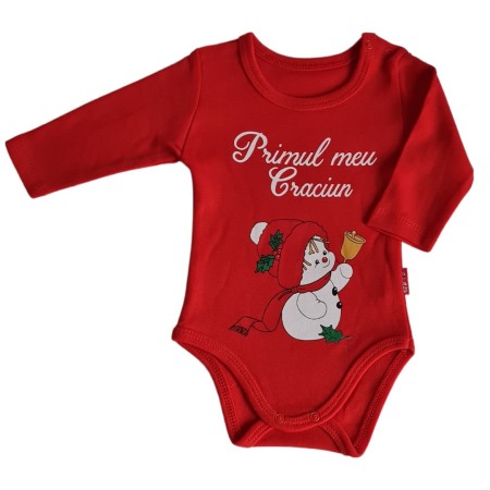 Body-uri - Body cu maneca lunga - Primul meu Craciun - Om de zapada 12-18 luni
