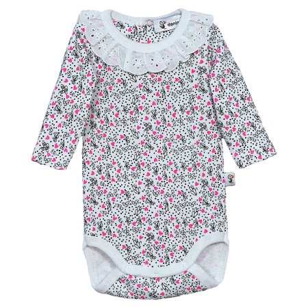 Haine  Incaltaminte Accesorii - Body cu maneca lunga si guler - Flori 18 luni