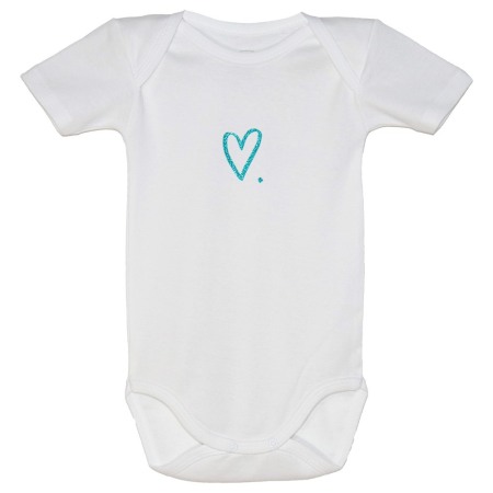 Haine  Incaltaminte Accesorii - Body maneca scurta Inima albastra