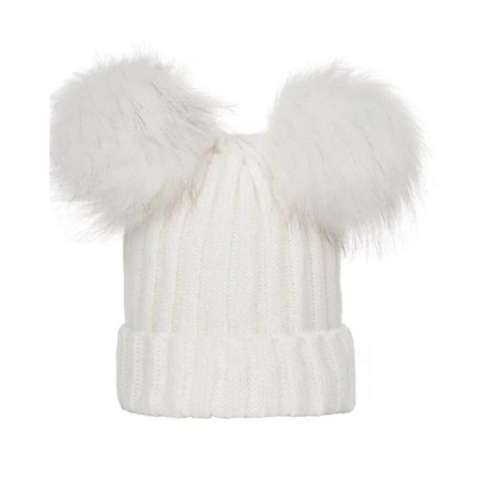 Haine  Incaltaminte Accesorii - Caciulita alba cu 2 ciucuri