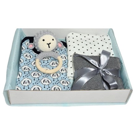 Cadouri Botez Vouchere - Cadou bebelus baiat - Oita gri/body bleu