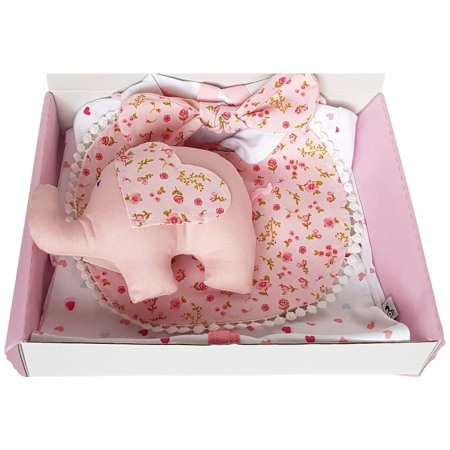 Cadouri Botez Vouchere - Cadou bebelus fetita -  Elefant, roz cu trandafiri