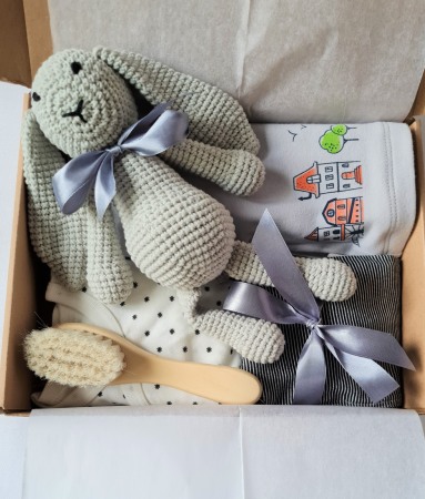 Cadouri Botez Vouchere - Cadou bebelus - Iepure gri - Bestfam 6 luni