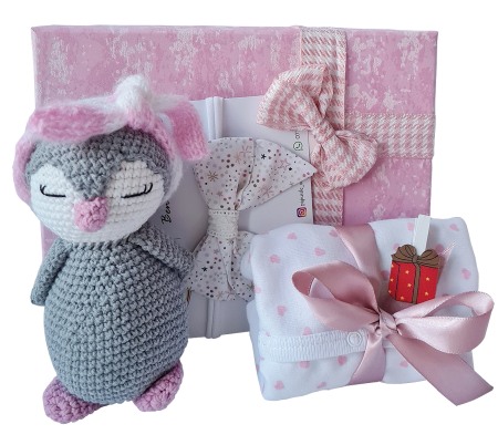 Cadouri Botez Vouchere - Cadou bebelusi - Pinguin gri - Bestfam 6 luni