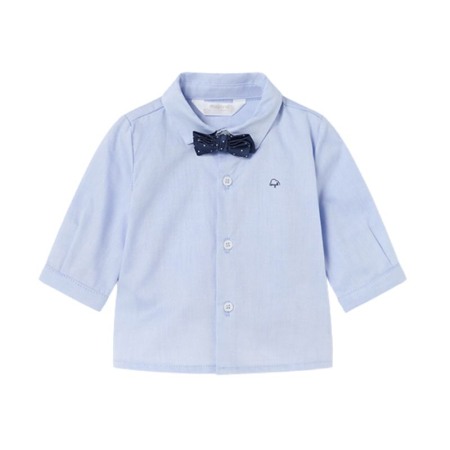 Camasi - Camasa bleu cu maneca lunga din bumbac cu papion pentru ceremonie - Mayoral 12 luni
