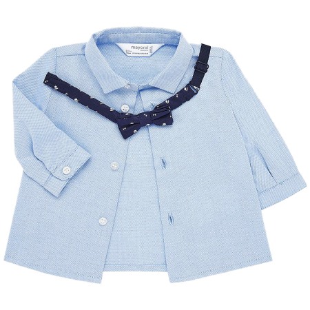 Camasa bleu maneca lunga + papion - Mayoral 18 luni [3]