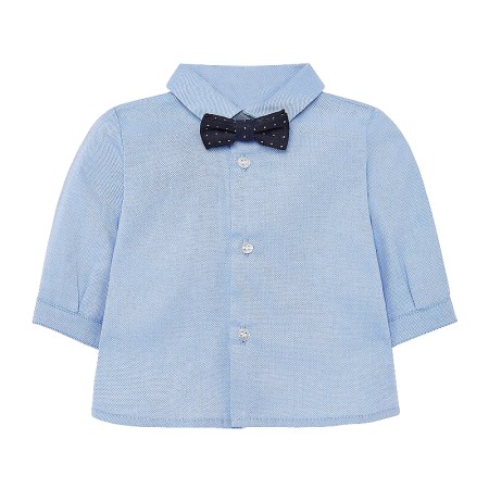 Camasi - Camasa bleu maneca lunga + papion - Mayoral 18 luni