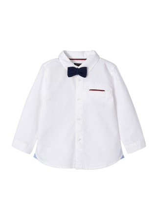 Camasi - Camasa maneca lunga + papion - alb - ECOFRIENDS - Mayoral 18 luni