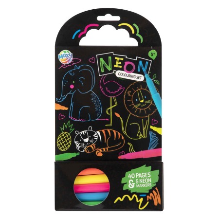 Carti de colorat - Carte de colorat cu carioci neon - Animalute