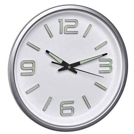 Ceas de perete silentios, analog, cu cifre si ace luminoase, cadran alb cu argintiu, TFA 60.3040.02 [0]