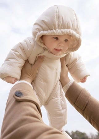 Jachete - Combinezon cu gluga si botosi - bej - Mayoral   2-4 luni (65 cm)