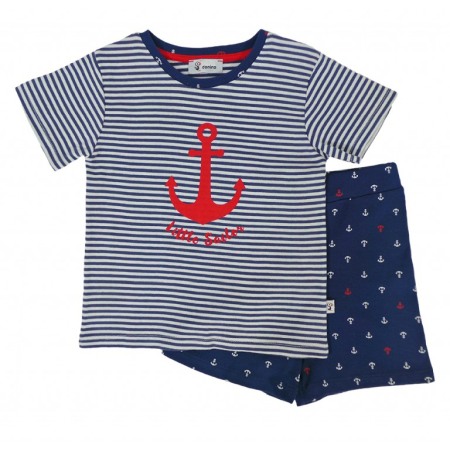 Haine  Incaltaminte Accesorii - Compleu 2 piese alb/albastru Ancora 6 ani