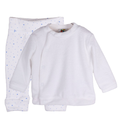 Compleuri - Compleu  2 piese alb stelute albastre 3 luni