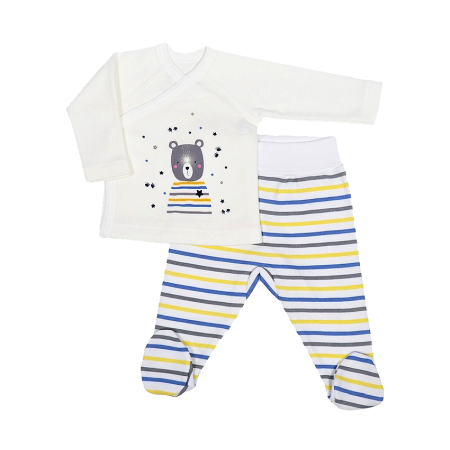 Haine  Incaltaminte Accesorii - Compleu 2 piese - Urs / Dungi 6 luni