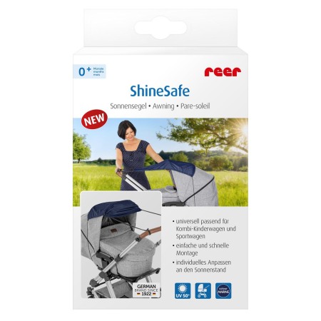 Copertina pentru protectie solara UV 50+, parasolar pentru carucior de copii, model universal, bleumarin, Reer ShineSafe Bleu 84213 [1]