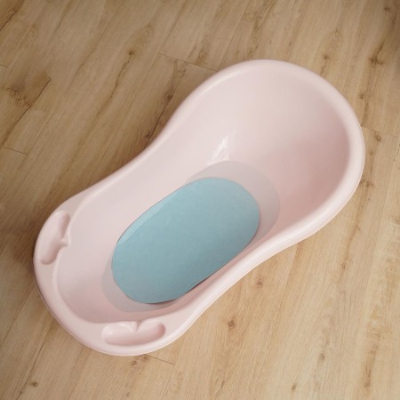 Covoras de baie antialunecare cu ventuze, din cauciuc natural, antibacterian, oval, 42 x 25 cm, albastru, MyHappyBath Mat, Reer 76023 [3]