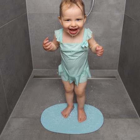 Covoras de baie antialunecare cu ventuze, din cauciuc natural, antibacterian, oval, 42 x 25 cm, albastru, MyHappyBath Mat, Reer 76023 [6]