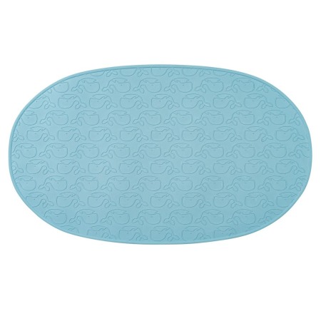 Ingrijire Sanatate Siguranta - Covoras de baie antialunecare cu ventuze, din cauciuc natural, antibacterian, oval, 42 x 25 cm, albastru, MyHappyBath Mat, Reer 76023