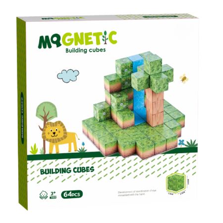 Jucarii Jocuri Activitati - Cuburi magnetice - In natura 64 piese (2.5 cm)