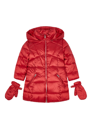 Haine  Incaltaminte Accesorii - Geaca cu gluga ECOFRIENDS + manusi - Rosu - Mayoral  5 ani