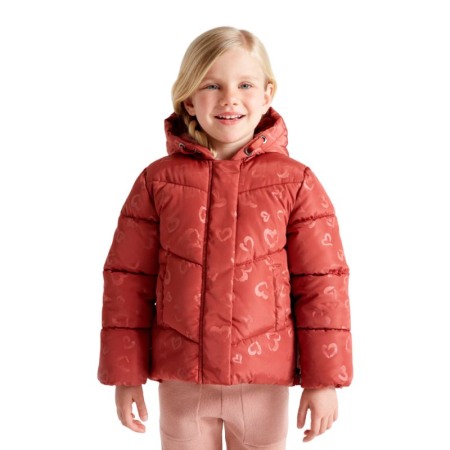 Haine  Incaltaminte Accesorii - Geaca matlasata Cramiziu cu Inimioare ECOFRIENDS - Mayoral  8 ani