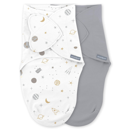 Saci de dormit - Ingenuity - Set 2 sisteme de infasare Swaddle Me 0-3 luni, colectia Monogram, Sunset Space