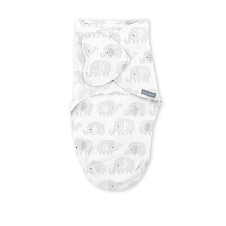 Saci de dormit - Ingenuity - Sistem de infasare Swaddle Me 0-3 luni, colectia Monogram, Scribble Elephant