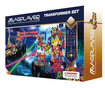 Jucarii Jocuri Activitati - Joc de constructie magnetic - 208 piese