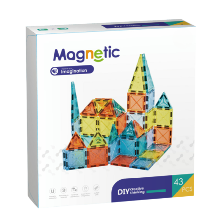 Jucarii Jocuri Activitati - Joc de constructie magnetic - 43 piese (5.5 cm)