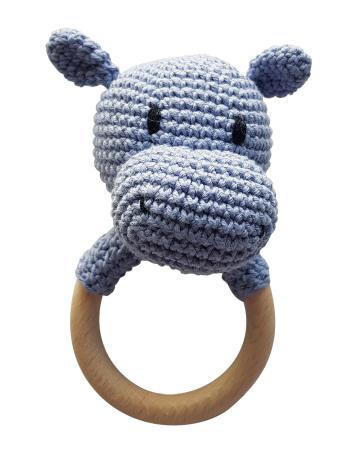 Jucarii Jocuri Activitati - Jucarie crosetata manual pentru dentitie - Hipopotam, lila - Maimutzeria Tiarra