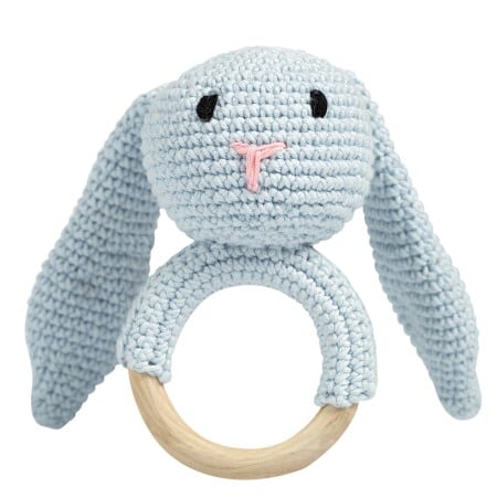 Jucarii Jocuri Activitati - Jucarie crosetata manual pentru dentitie - Iepure - albastru - Maimutzeria Tiarra