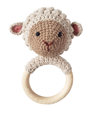 Jucarii Jocuri Activitati - Jucarie crosetata manual pentru dentitie - Oita, bej - Maimutzeria Tiarra