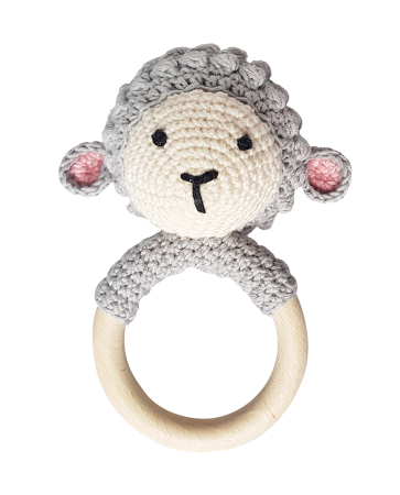 Jucarii Jocuri Activitati - Jucarie crosetata manual pentru dentitie - Oita, gri - Maimutzeria Tiarra