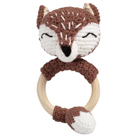 Jucarii Jocuri Activitati - Jucarie crosetata manual pentru dentitie - Vulpita - maro - Maimutzeria Tiarra