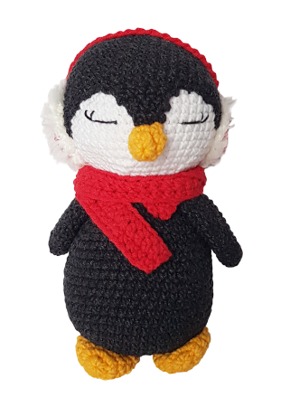 Jucarii de plus - Jucarie crosetata manual - Pinguin cu fular rosu - Maimutzeria Tiarra
