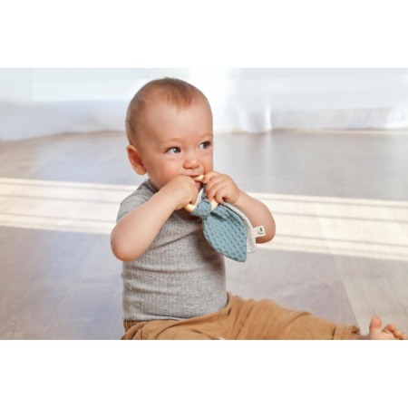 Jucarie dentitie din bumbac cu inel din lemn, albastru, Grunspecht 571-V3 [4]