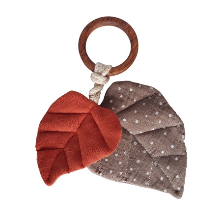 Jucarii Jocuri Activitati - Jucarie dentitie - Frunze caramiziu/maro