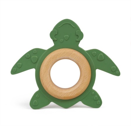 Jucarie organica pentru dentitie, din lemn si cauciuc natural, Broasca Testoasa, Grunspecht 689-00 [3]