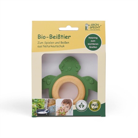Jucarii Jocuri Activitati - Jucarie organica pentru dentitie, din lemn si cauciuc natural, Broasca Testoasa, Grunspecht 689-00