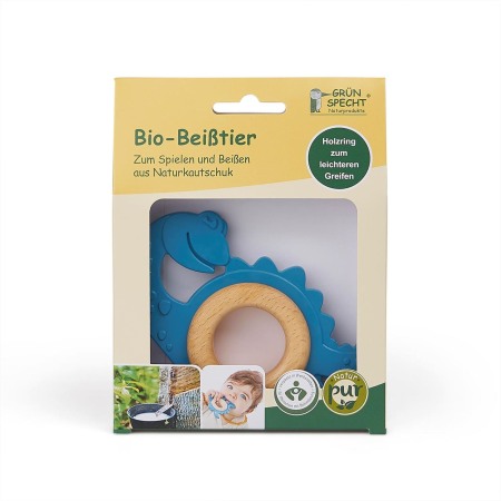 Jucarie organica pentru dentitie, din lemn si cauciuc natural, Dinozaur, Gruenspecht 688-00 [4]