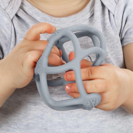 Jucarie pentru dentitie si minge 2in1, silicon, albastra, 0 luni+, Reer Bite&Play 79273 [2]