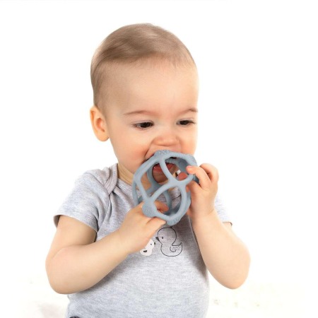 Jucarie pentru dentitie si minge 2in1, silicon, albastra, 0 luni+, Reer Bite&Play 79273 [4]