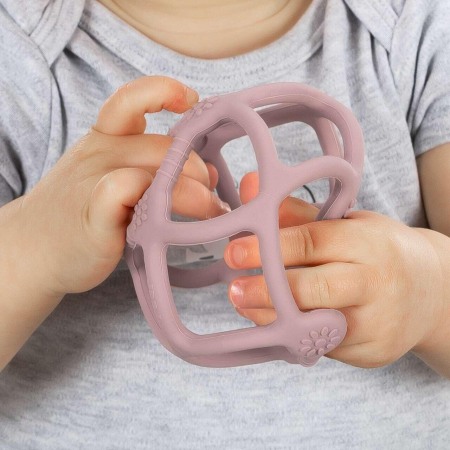 Jucarie pentru dentitie si minge 2in1, silicon, roz, 0 luni+, Reer Bite&Play 79284 [2]