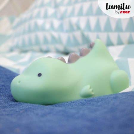 Lampa de veghe si veioza cu LED, lumina reglabila si oprire cronometrata, forma dinozaur, turcoaz, Lumilu Lazy Friends Dino, Reer 52223 [3]