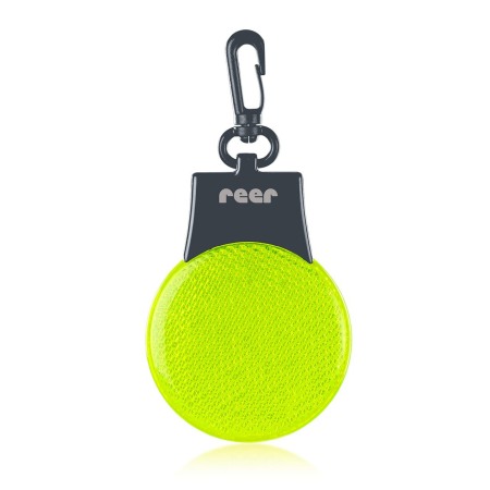 Protectii copii pentru masina - Lumina de siguranta LED reflectorizanta cu semnalizare intermitenta, verde fluorescent, cu carabina de agatare, Reer Light&Go 53253