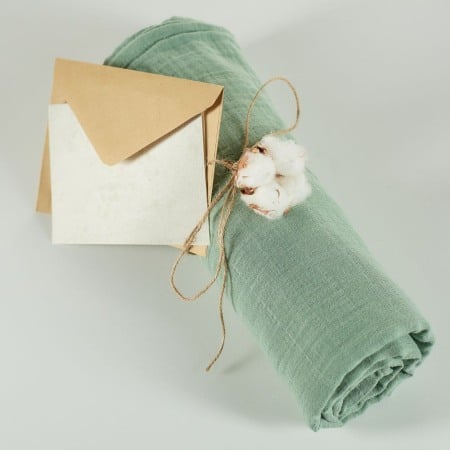 Pleduri si paturici - ONINO - Muselina multifunctionala din bumbac 100% organic, HUG.me, Serene Green, x1 bucata, 120 x 120 cm, certificata GOTS